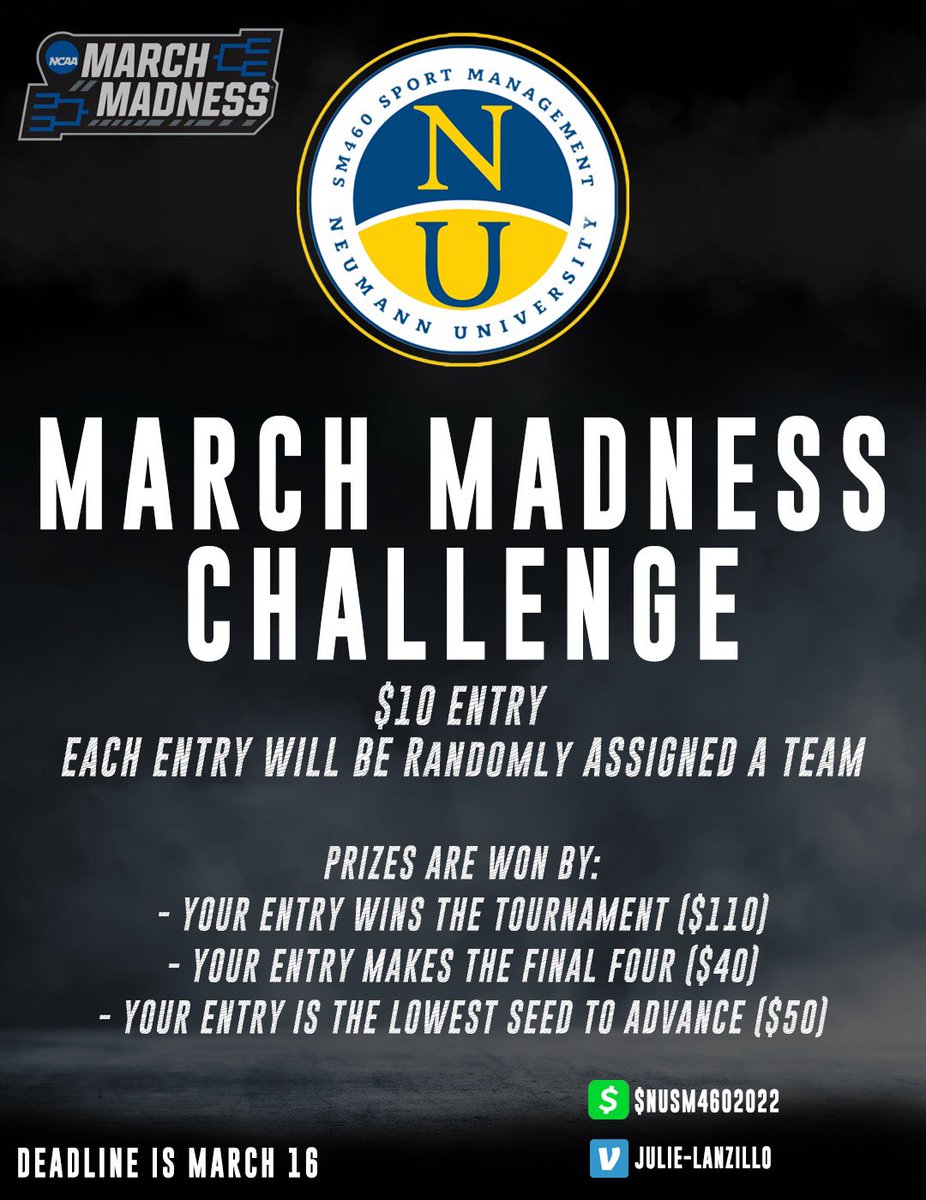 Who doesn’t love March Madness? Get ready for the madness by buying as many teams as you want! $10 per team!! 

Message us if you have any questions!