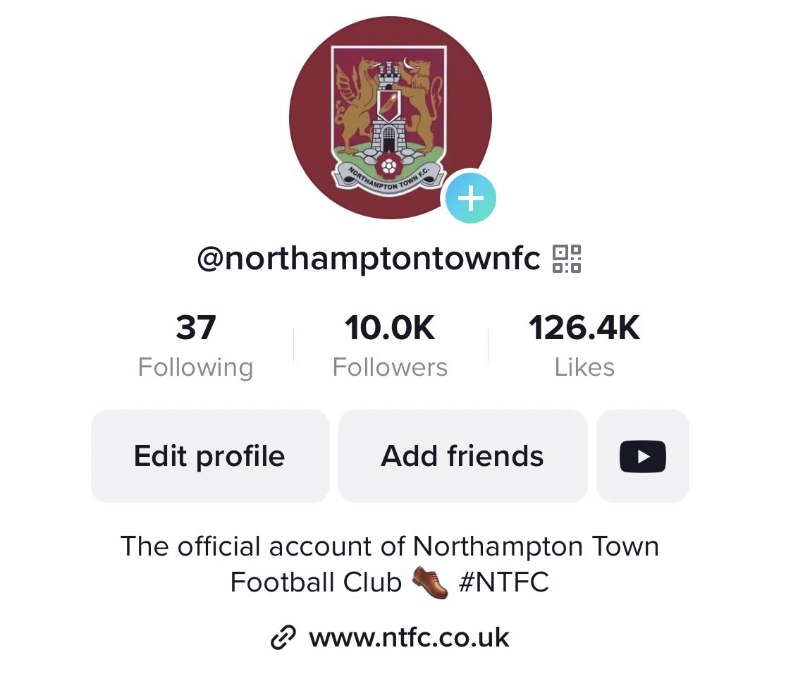 🎉 First milestone achieved on the <a href="/ntfc/">Northampton Town</a> TikTok account 🎉

Followers - 2536 ➡️ 10,000
Likes - 15,800 ➡️ 126,400

It’s great to see such an increase in viewership and engagement 🤩🙌