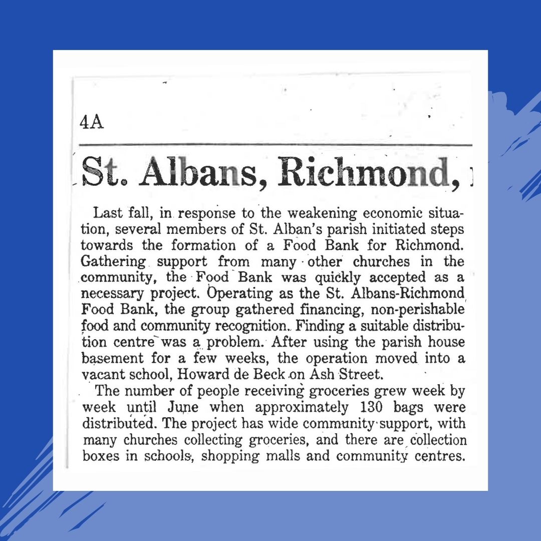 RFBSociety's tweet image. 2023 marks the Richmond Food Bank’s 40th anniversary. On March 6th, 1983, we opened our doors to our first clients, serving 20 families in need.

Follow along as we peek into our archives to relive some defining moments over the last 40 years.

#RichmondFoodBank #RichmondBC