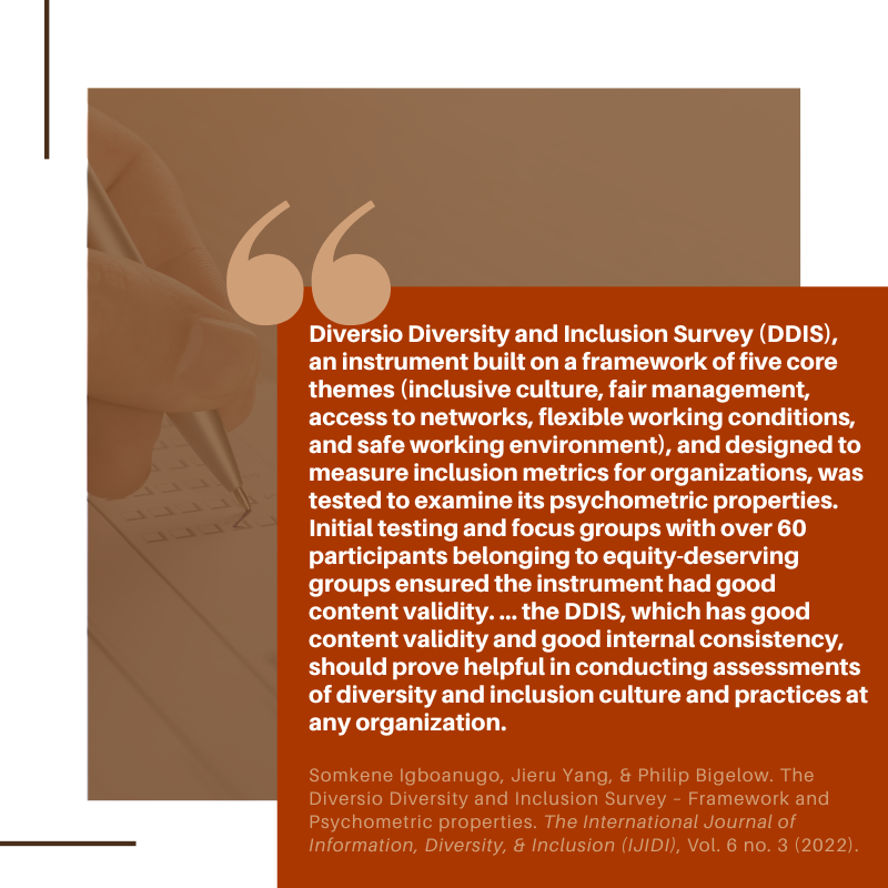 IJIDI1's tweet photo. Explore Igboanugo, Yang, & Bigelow's "The Diversio Diversity and Inclusion Survey – Framework and Psychometric properties" in vol 6 no 3. https://t.co/mCq89GeMmk #diversity #inclusion #ScaleDevelopment #survey #WorkplaceCulture https://t.co/0j7dYxuXxm
