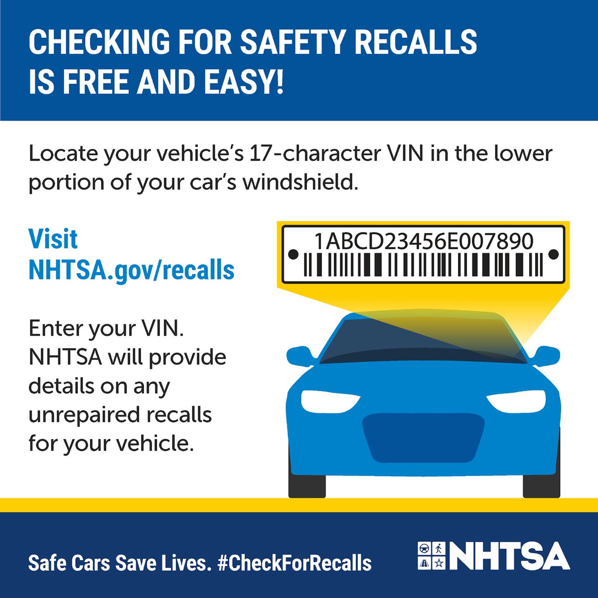 If you have a used vehicle, you may not be receiving your vehicle’s recall notices. This is why it is important to take the initiative, check for yourself. Use NHTSA’s VIN lookup tool at nhtsa.gov/recalls to check your vehicle for recalls. #CheckForRecalls