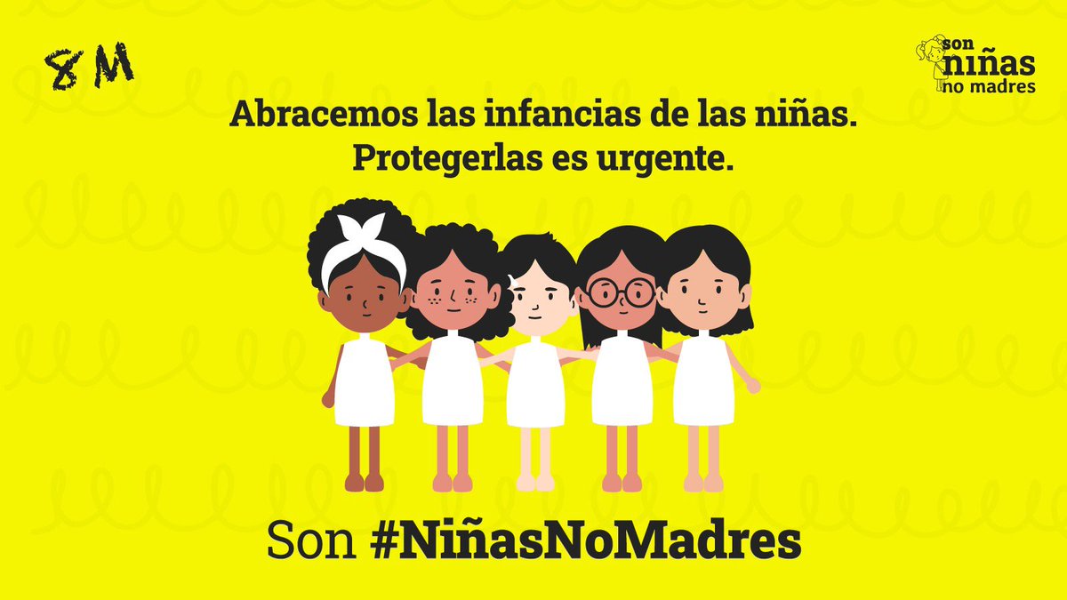 Este #8M y todos los días, seguiremos insistiendo en la urgencia de q ninguna niña sea forzada a ser madre producto de la violencia sexual. 

Las queremos ver correr en plazas, saltar en parques, jugar y tomar decisiones informadas sobre su vida y salud.

Ellas son #NiñasNoMadres