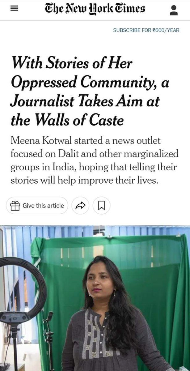 न्यूयॉर्क टाइम्स में छपी दलित महिला पत्रकार की कहानी, सवर्णों के वर्चस्व वाले भारतीय मीडिया स्पेस में मीना कोटवाल का करियर! 👇

Full story on Bhadas News - bhadas4media.com/the-mooknayak-…