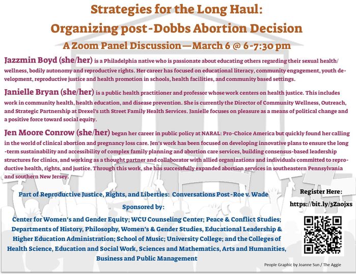WCUGradSocWork's tweet photo. The fight for reproductive justice is critical now more than ever - please join us for a panel discussion this evening (Mon, 3/6) on Zoom at 6:00pm with some INCREDIBLE folks who are on the front lines of this important work. 

Register here: https://t.co/lke0FMQlOn https://t.co/EcDgcNic0h