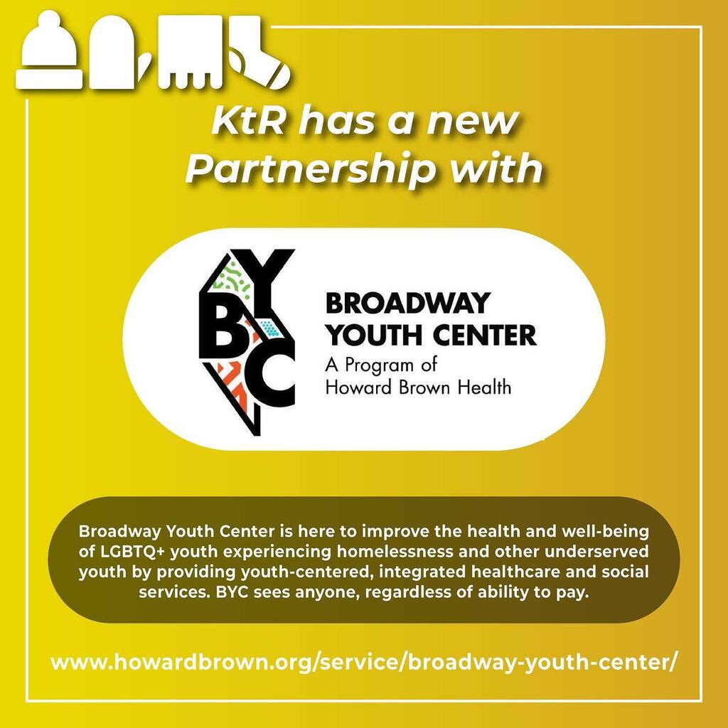 KtR has a new partnership with the Broadway Youth Center! @broadwayyouthcenter 

“Broadway Youth Center is here to improve the health and well-being of LGBTQ+ youth experiencing homelessness and other underserved youth by providing youth-centered, integr… instagr.am/p/CpdLLZ2pyer/