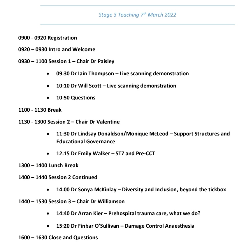 Excited for tomorrow's stage 3 deanery teaching at the Blythswood centre, what a great line up!

Although meetings have continued throughout the pandemic on Teams, this will be our first F2F session since February 2020! 😷💪

<a href="/Gaswegians/">WoS Anaesthetic StRs</a> <a href="/GPeriop/">GPeriop</a> <a href="/qeuhanaesthesia/">QEUH Department of Anaesthesia, Glasgow, UK</a> <a href="/wearehairmyres/">University Hospital Hairmyres</a>