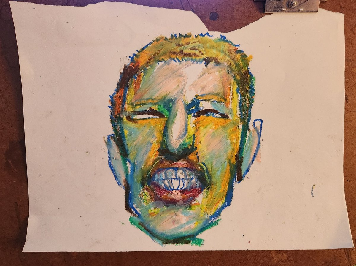 Horrid little self portrait i did the other night
.
#selfie #selfportrait #oilpastel