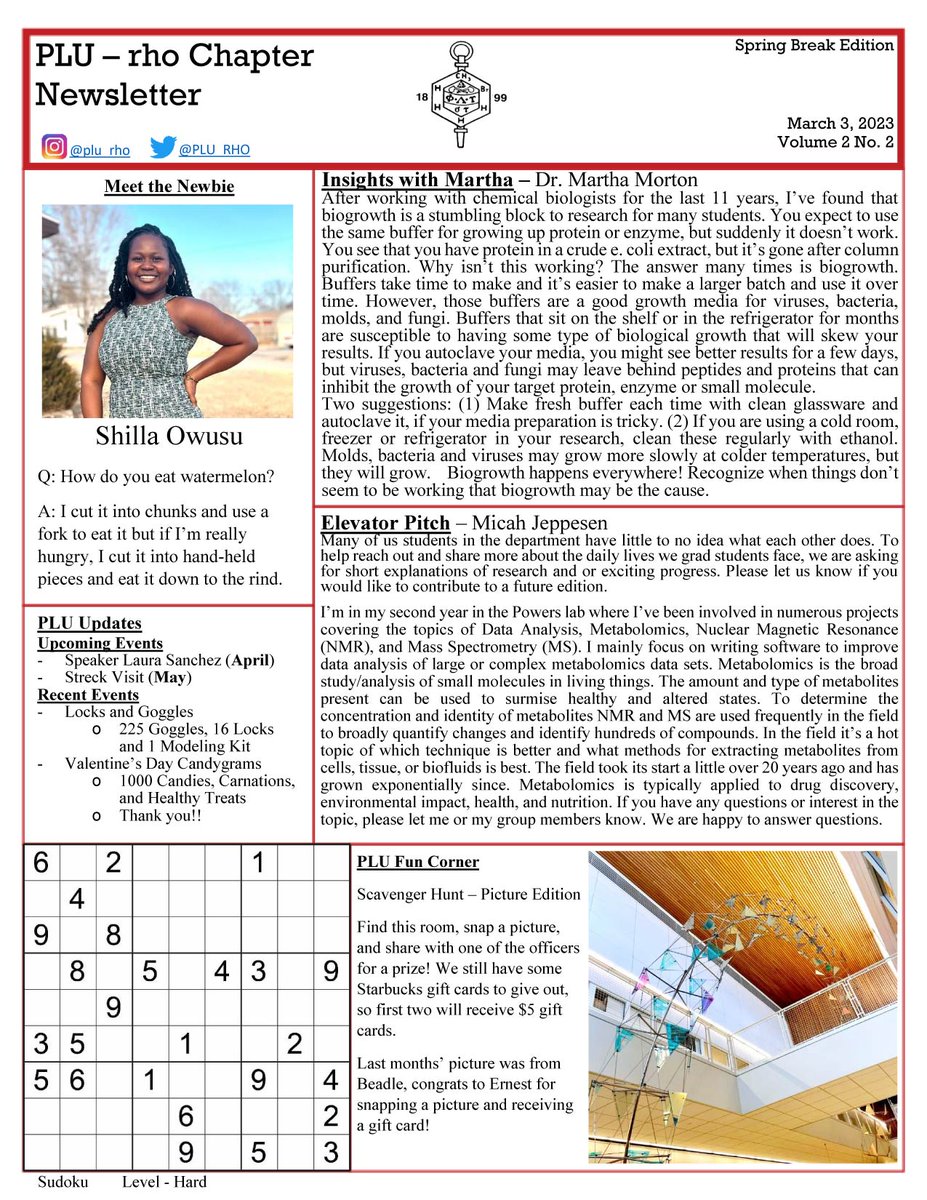 plu_rho's tweet photo. Check out the March Newsletter to see what's going on in the chemistry department at UNL! https://t.co/w9OMyUdjNH