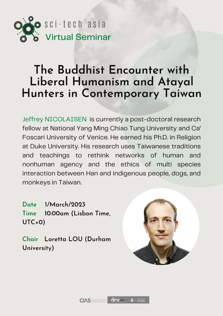 SciTechAsia's tweet photo. Sci-Tech Asia Webinar #34 is ONLINE! In this webinar, Jeffrey NICOLAISEN explores the growing influence of Buddhist conceptions of “equality of life” in #Taiwanese laws of wildlife conservation as promoted by institutions like #Taiwan's LCA. Don't miss it! https://t.co/mW4aMHGRAa https://t.co/Jt6qdVZMTd
