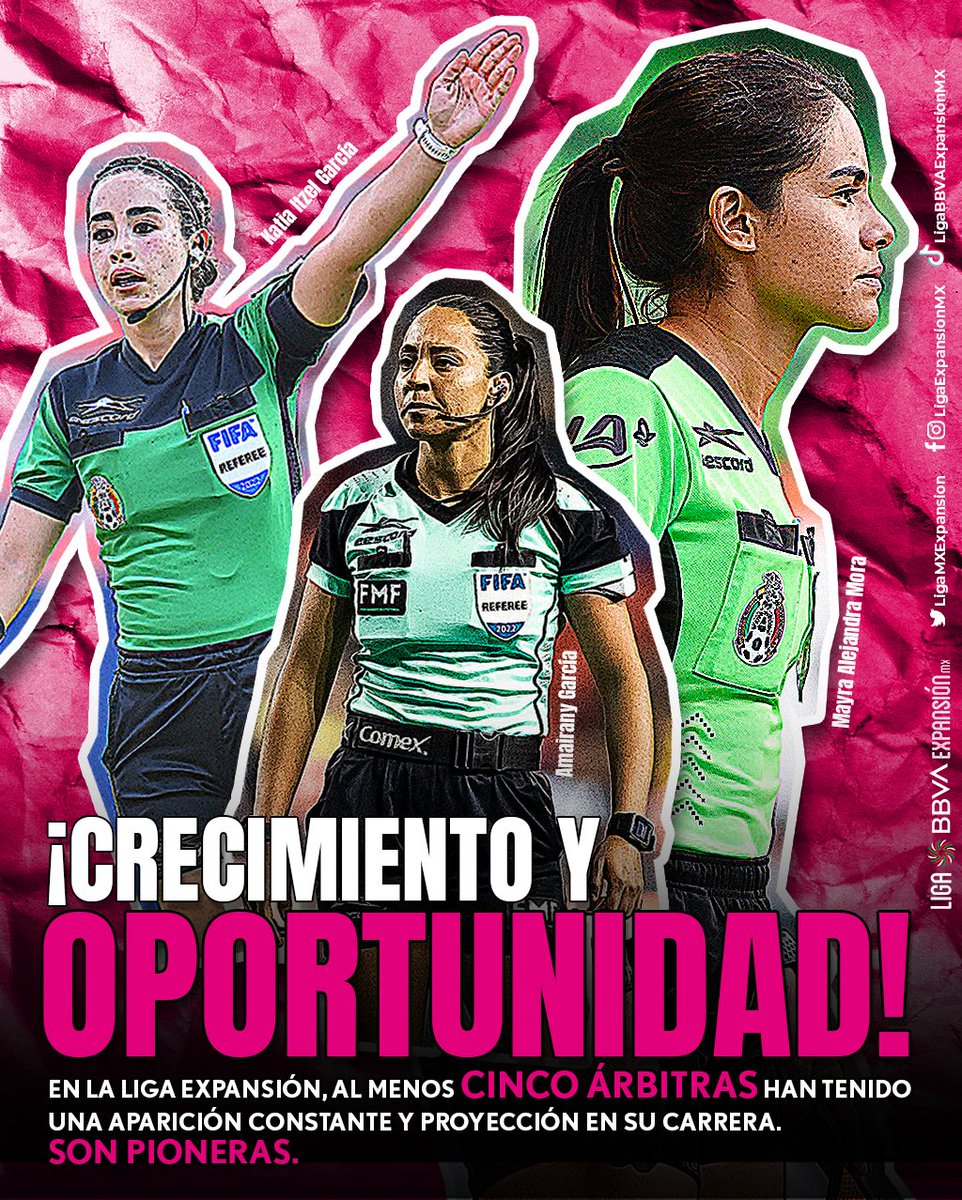 CRECIMIENTO Y OPORTUNIDAD 🏁🔝

Bajo el formato de Expansión, al menos 5 árbitras han tenido posibilidad de mostrar su capacidad 🔥

Mayra Mora, la de mayor número de designaciones; Katia Itzel García, la primera árbitra central en esta división 🤩

#Nota: ligabbvaexpansion.mx/cancha/detalle…