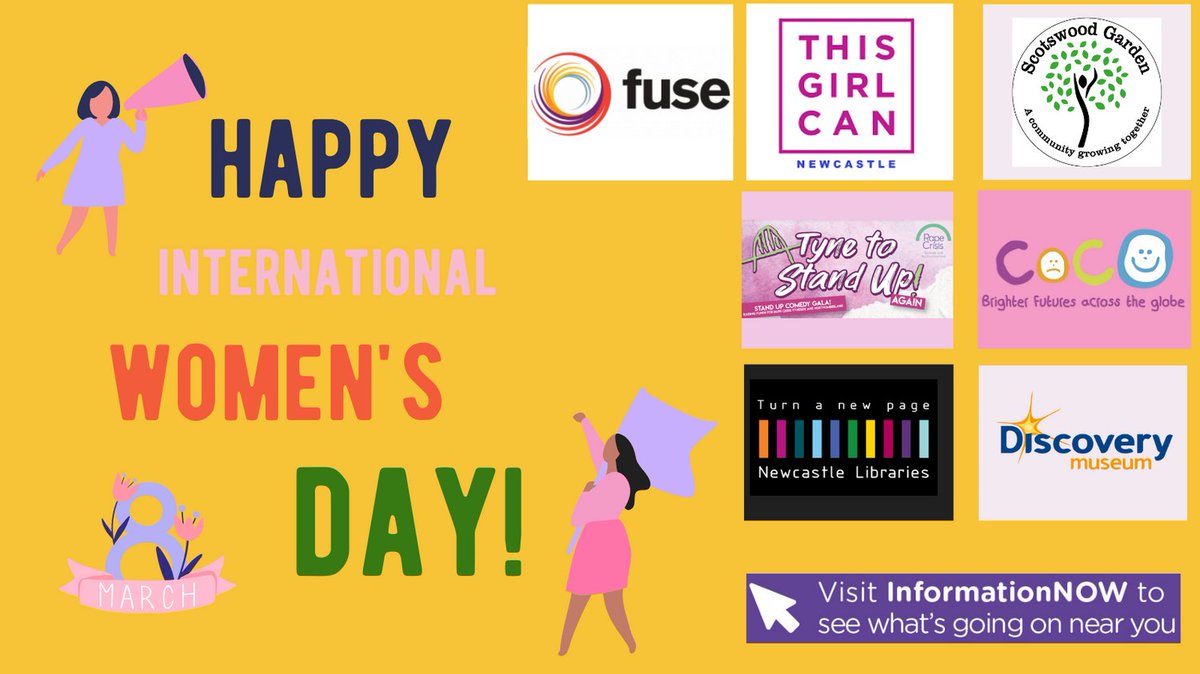 Looking forward to International Women's Day 2023? See what's on in Newcastle and other women's events:  https://t.co/g7nE5LN6ty
@ScotswoodGarden @ToonLibraries @fuse_online @COCO_Charity @TyneOperaHouse @Discovery_Mus #informationNOW #IWD2023 #Newcastle #Newcastlewomen https://t.co/zq6F8ntBru