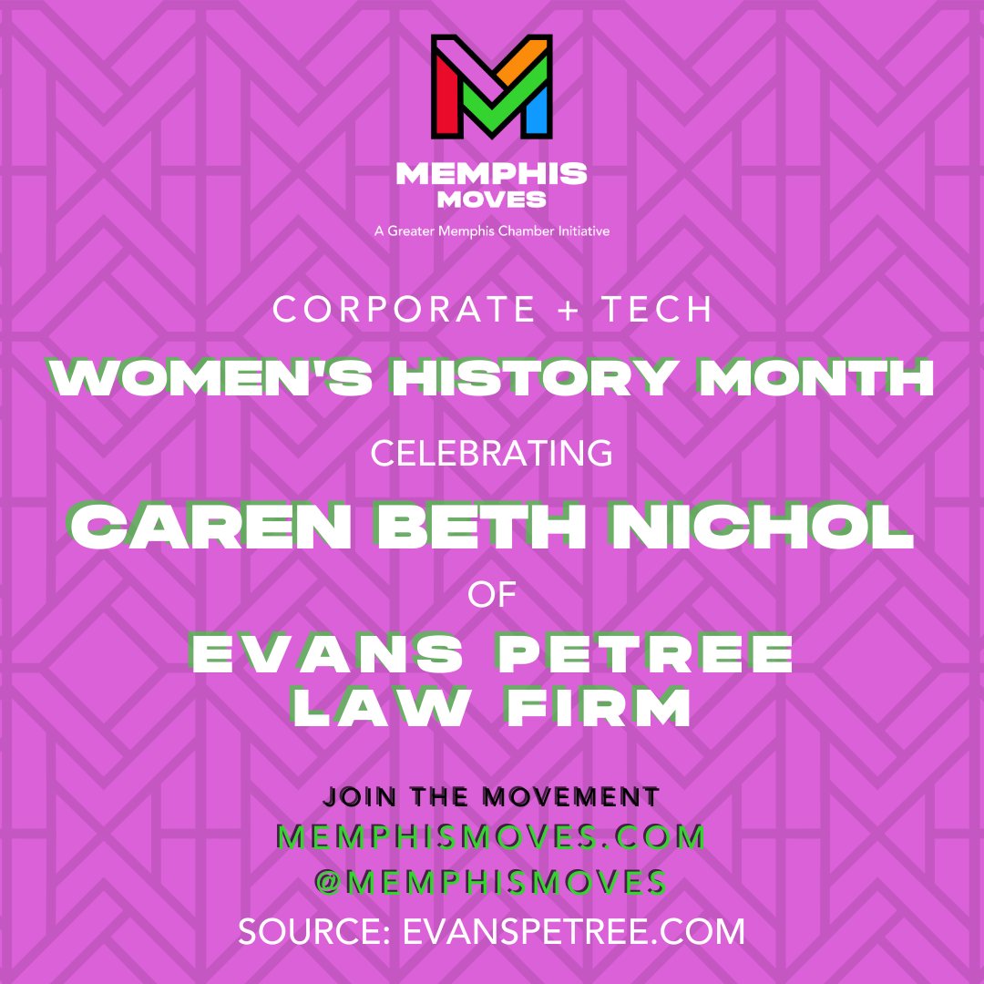 Caren Beth Nichol is a lawyer at the Memphis law firm, <a href="/EvansPetree/">Evans Petree PC</a>, a full-service law firm founded in 1907 that has grown to include 49 attorneys. During her presidency, she led the firm in adding attorneys, opening an Oxford location, revamping marketing, &amp; moving its HQ.