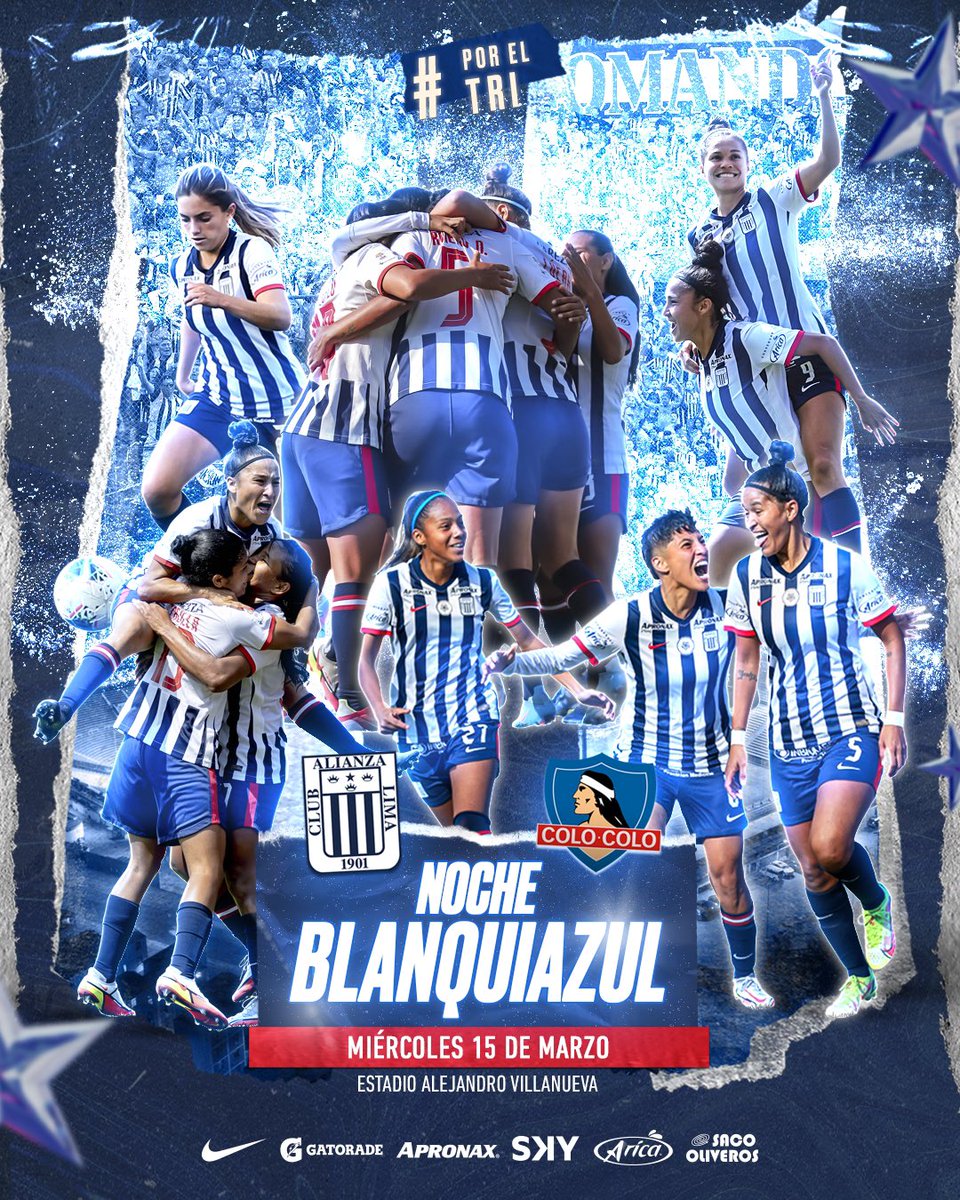 AlianzaLimaFF's tweet photo. ¡𝙉𝙊𝘾𝙃𝙀 𝘽𝙇𝘼𝙉𝙌𝙐𝙄𝘼𝙕𝙐𝙇 𝙁𝙀𝙈𝙀𝙉𝙄𝙉𝘼 𝟐𝟎𝟐𝟑! 🎆🔵⚪️

Nuestras 𝗕𝗶𝗰𝗮𝗺𝗽𝗲𝗼𝗻𝗮𝘀 tendrán por primera vez en la historia del fútbol femenino, su presentación oficial en una noche blanquiazul.

¡Se parte de esta gran historia!🤩

#NocheFemenina2023
#AlianzaLima https://t.co/gkzvvHMVaZ