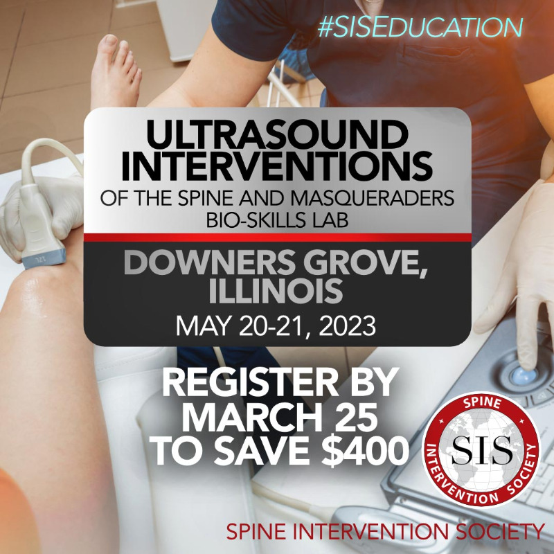 IPSISMed's tweet photo. Utilizing cadavers and live models, you can explore the spine and non-spinal, referred-pain conditions that best lend themselves to ultrasound-guided (USG) #InterventionalPainMedicine treatments. REGISTER BY MARCH 25 TO SAVE $400 #SISEducation #PainMedicine #PainManagement