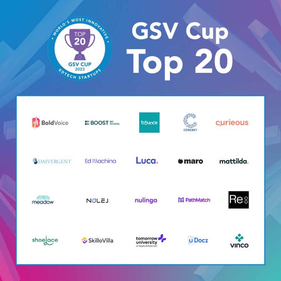 Proud to share we were selected as a Top 20 #EdTech company competing at <a href="/asugsvsummit/">ASU+GSV</a>, from 900+ global EdTech startup. Catch us onstage in San Diego! #GSVCup2023 #asugsvsummit