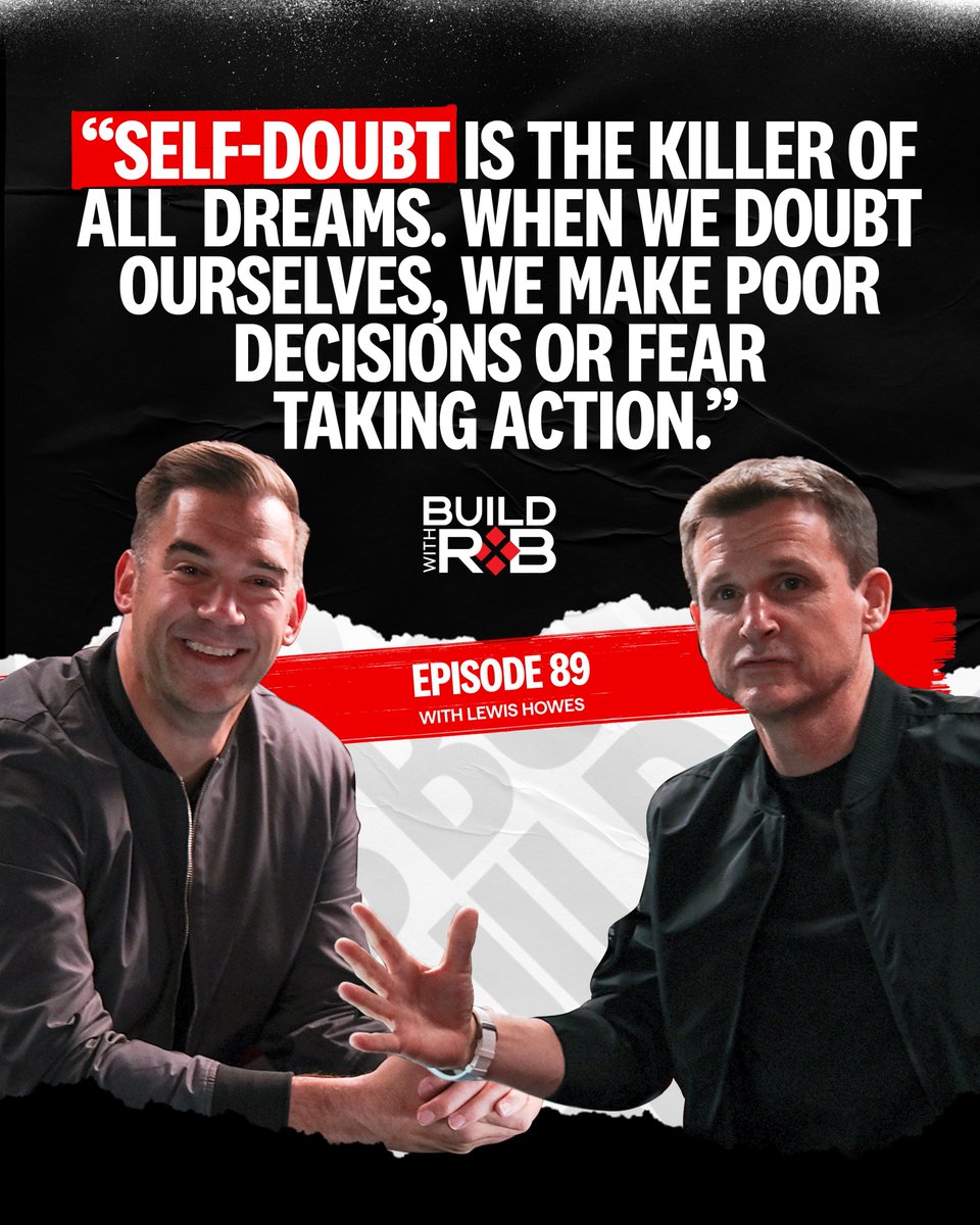 dyrdekmachine's tweet image. To achieve greatness, we must overcome our fears. And at the root of our fears is self-doubt.

The latest episode of #BuildWithRob is a fascinating conversation with @LewisHowes on developing The Greatness mindset. 

🎧 Listen here: apple.co/3ZqgDHM