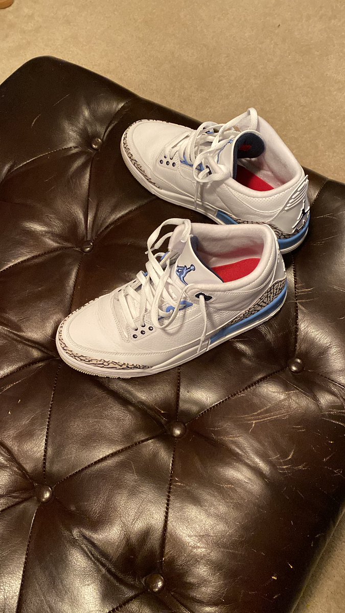 JoeStadelmeyer's tweet photo. @atmos_usa The pair that holds the greatest value to me has to be my Jordan 3 UNC. These are timeless to me because I started watching &amp; becoming a fan of Jordan during his UNC days! This is where the #heart &amp; #soul all began for me! #atmoscollectorsclub  #atmosphl size 10.5 https://t.co/JtWRugRtQu