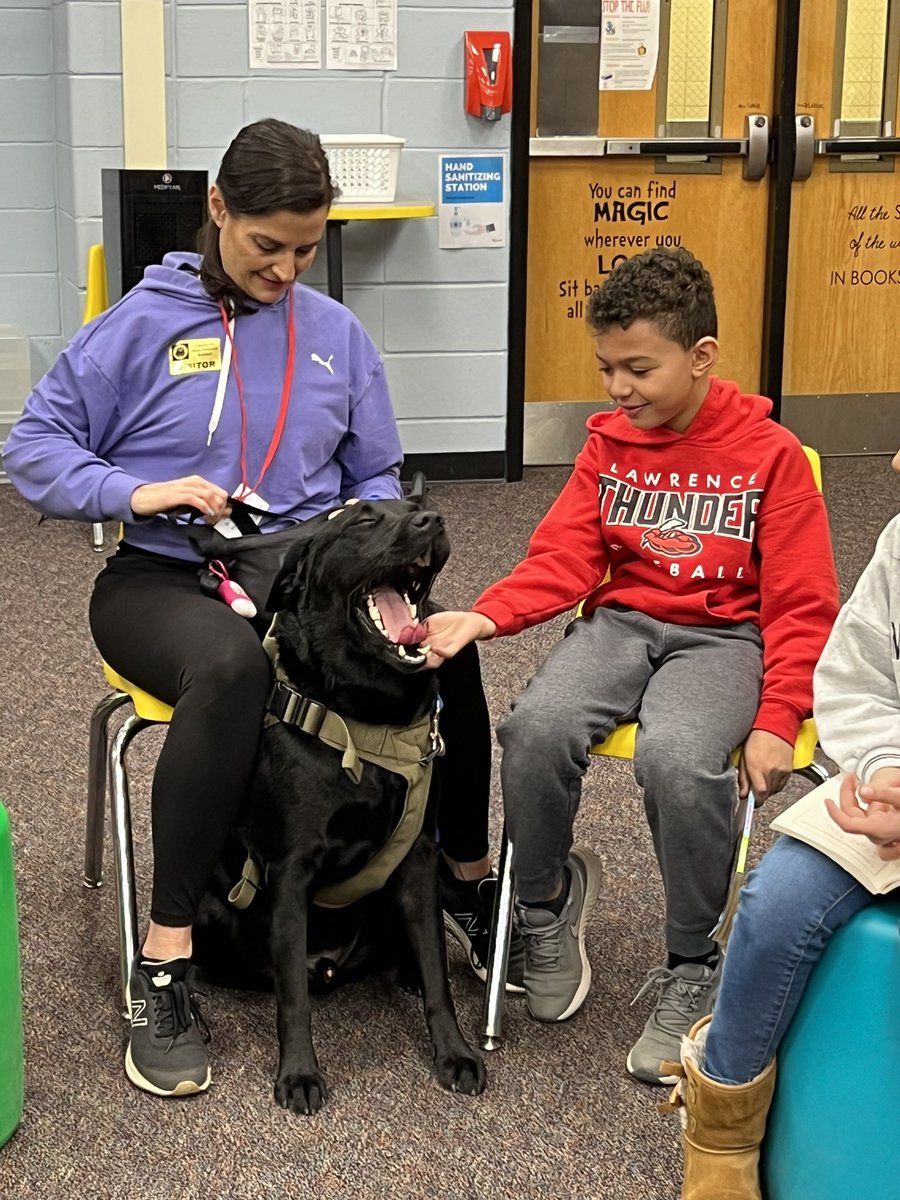 marra_tara's tweet photo. On Friday, our class had the privilege of spending time with therapy dog, Judge! Our students got the chance to read to Judge and see his tricks! -Thanks Aiden 
@LISShines @JillLech #ReadAcrossAmericaDay https://t.co/Lnr1uJEweF