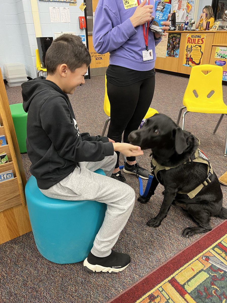 marra_tara's tweet photo. On Friday, our class had the privilege of spending time with therapy dog, Judge! Our students got the chance to read to Judge and see his tricks! -Thanks Aiden 
@LISShines @JillLech #ReadAcrossAmericaDay https://t.co/Lnr1uJEweF