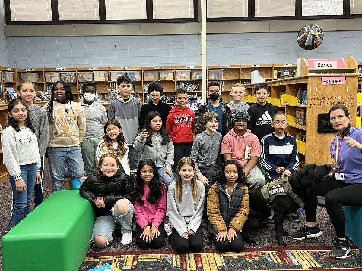 marra_tara's tweet photo. On Friday, our class had the privilege of spending time with therapy dog, Judge! Our students got the chance to read to Judge and see his tricks! -Thanks Aiden 
@LISShines @JillLech #ReadAcrossAmericaDay https://t.co/Lnr1uJEweF