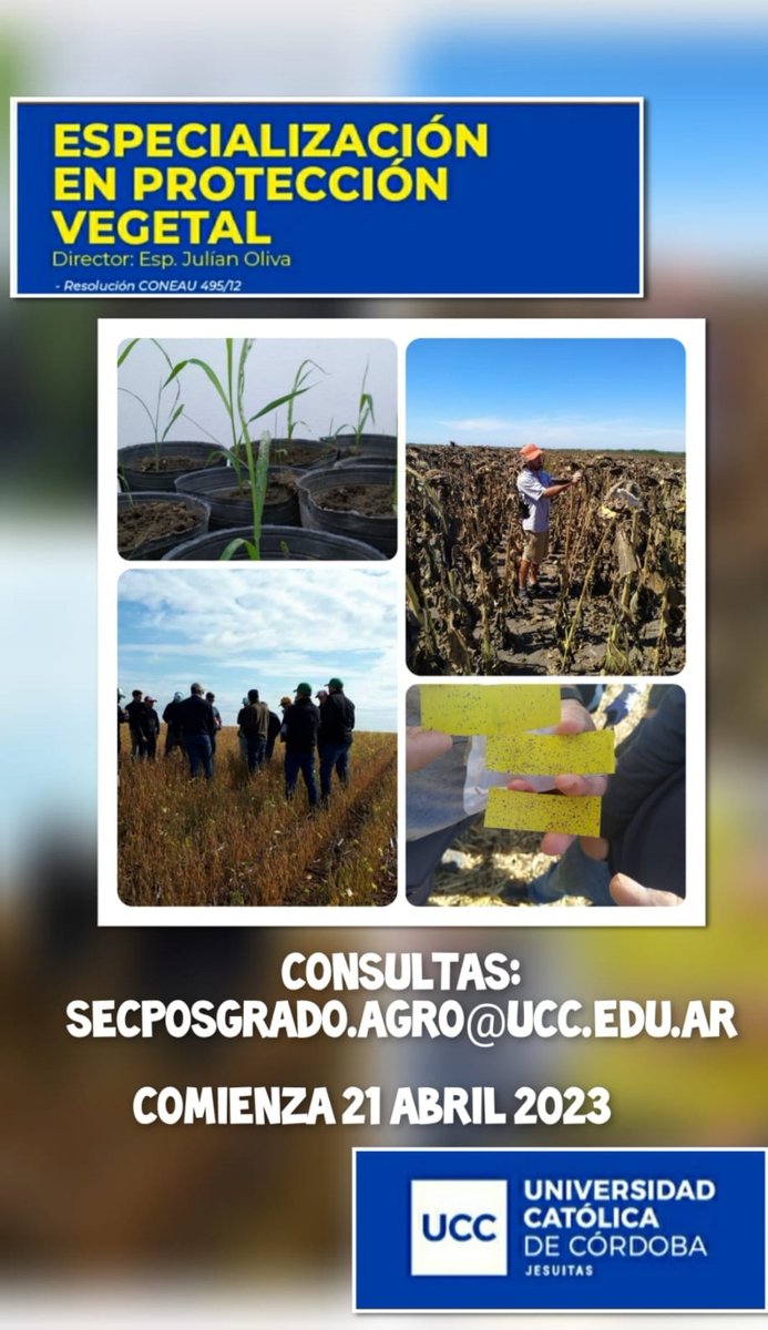 Roberto De Rossi (@tino_derossi) on Twitter photo Especialización en Protección Vegetal en <a href="/UCCoficial/">Universidad Católica de Córdoba</a>
Los esperamos!
<a href="/EPVUCC/">Esp. Protección Vegetal UCC</a> <a href="/JulianHoliva/">Julian H. Oliva</a> <a href="/MLabaque/">Martín Lábaque</a> <a href="/lucrecouretot/">Lucrecia Couretot</a> Especialización en Protección Vegetal en <a href="/UCCoficial/">Universidad Católica de Córdoba</a>
Los esperamos!
<a href="/EPVUCC/">Esp. Protección Vegetal UCC</a> <a href="/JulianHoliva/">Julian H. Oliva</a> <a href="/MLabaque/">Martín Lábaque</a> <a href="/lucrecouretot/">Lucrecia Couretot</a>