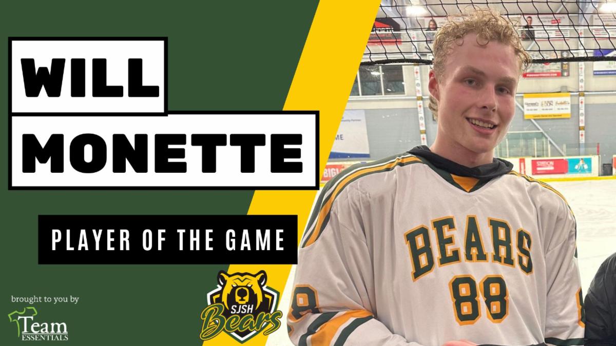 Scollard Hall Bear Will Monette named Team Essentials Player of the Game for Monday, March 6th versus the Superior Heights Steelhawks in the 2023 NOSSA Hockey Championships.

Read more at saultsports.com