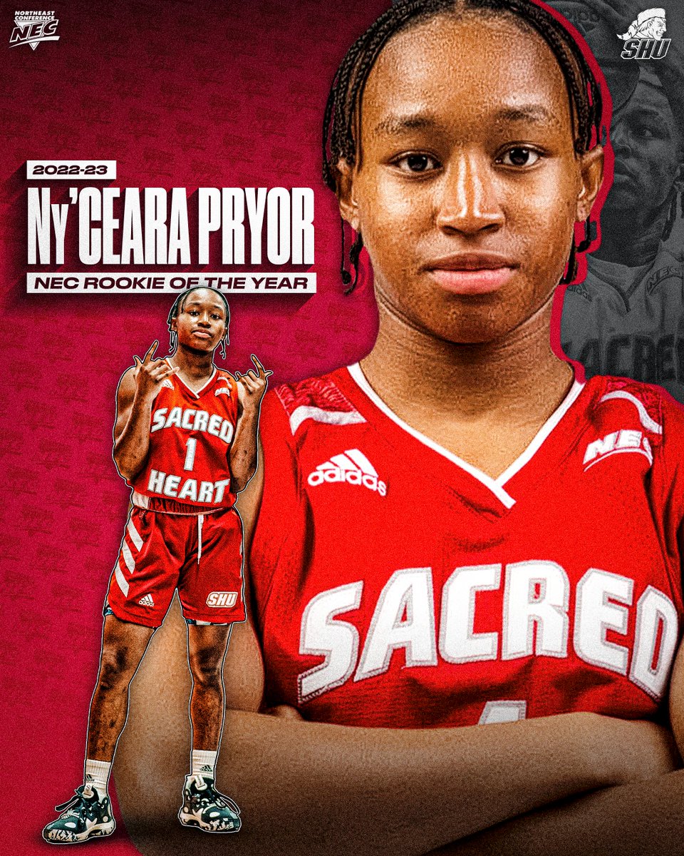Northeast Conference (@necsports) on Twitter photo 2⃣0⃣2⃣3️⃣ #NECWBB Rookie of the Year 🏅
➡️ Ny'Ceara Pryor, <a href="/SHUBigRed/">SHU Pioneers</a>
🗒️ Currently the 2nd-leading freshman scorer in the DI ranks — and the 48th-best bucket getter in the nation — Pryor leads the NEC with 17.9 ppg in a dominant debut season.
#AllEarnedNothingGiven #NECelite📜 2⃣0⃣2⃣3️⃣ #NECWBB Rookie of the Year 🏅
➡️ Ny'Ceara Pryor, <a href="/SHUBigRed/">SHU Pioneers</a>
🗒️ Currently the 2nd-leading freshman scorer in the DI ranks — and the 48th-best bucket getter in the nation — Pryor leads the NEC with 17.9 ppg in a dominant debut season.
#AllEarnedNothingGiven #NECelite📜