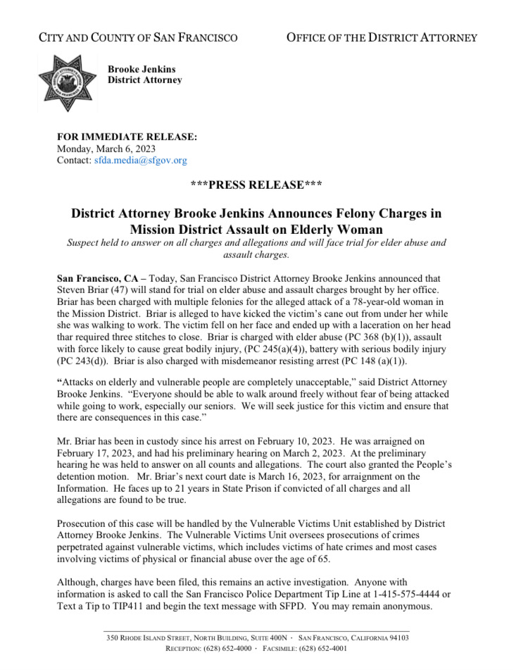 SF DISTRICT ATTORNEY on Twitter "1/ Today, District Attorney Brooke