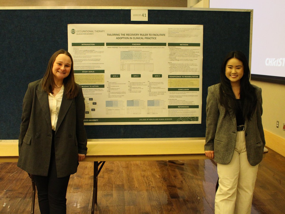 Jasmine Tran and Lauren Teague presented their research on the Recovery Ruler and how it can be adopted in clinical practice #CHHSResearchDay