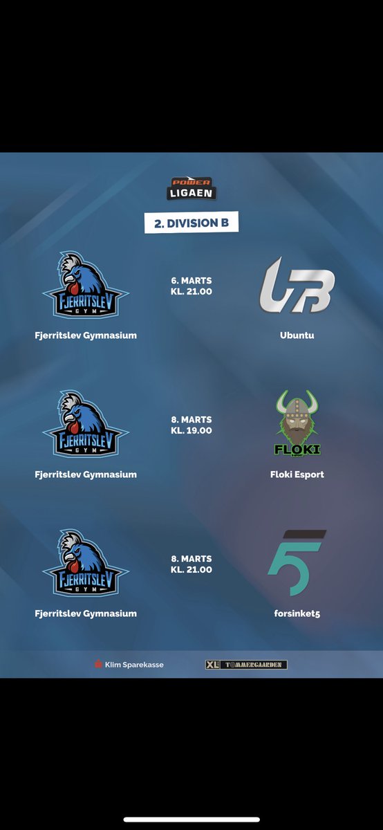 Fjerritslev EsportCollege (@fgesport) on Twitter photo <a href="/FGESPORT/">Fjerritslev EsportCollege</a> skal for alvor på arbejde i denne uge. Førsteholdet har tre kampe på programmet, hvorfor Academy-holdet har hele 6 kampe.
#fgesport 🐓 <a href="/FGESPORT/">Fjerritslev EsportCollege</a> skal for alvor på arbejde i denne uge. Førsteholdet har tre kampe på programmet, hvorfor Academy-holdet har hele 6 kampe.
#fgesport 🐓