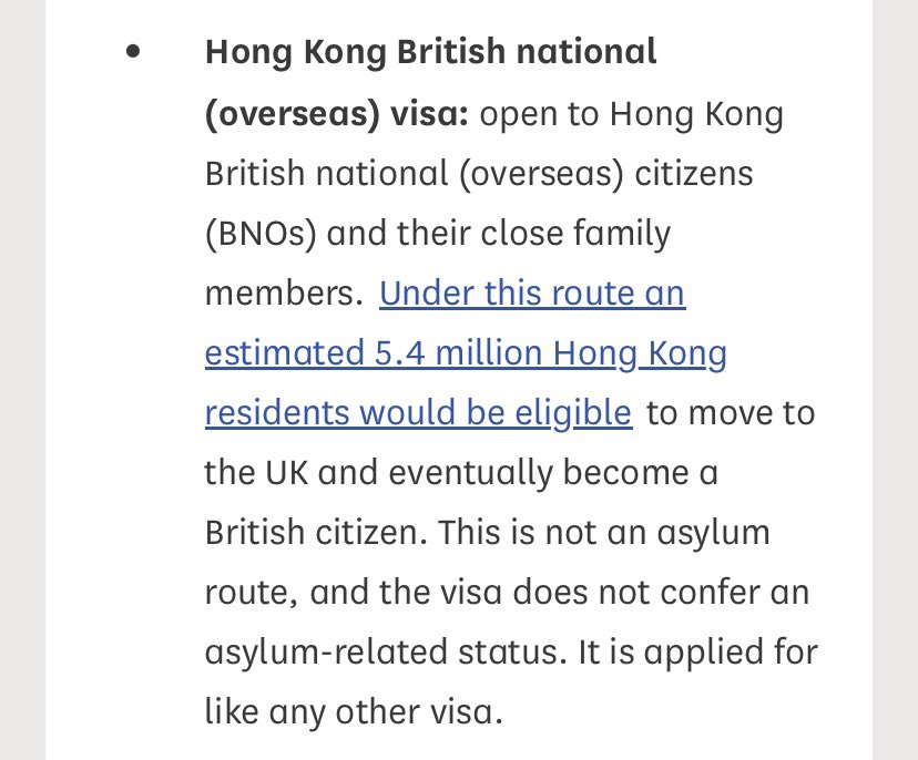 lydia_finney4's tweet image. the visa scheme for Hong Kong BNO passport holders might feel like an asylum scheme &amp;amp; lots claiming it is.. but it isn’t. Nowhere in the govt guidance does it suggest it is. Among other things BNO visa applicants have no recourse to public funds #ukasylum #hongkongvisascheme