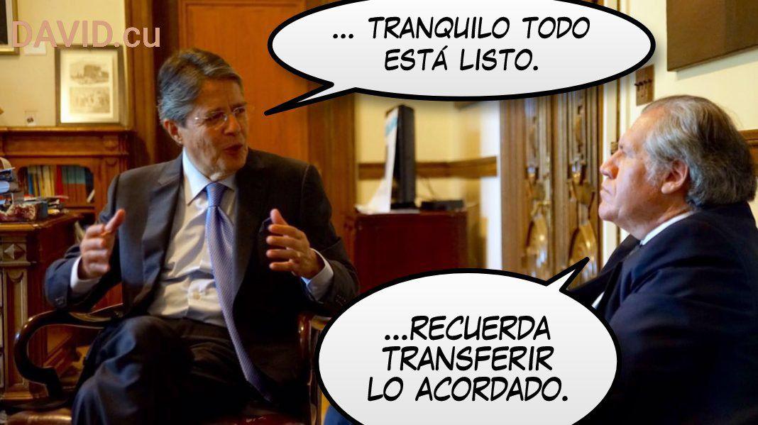 "La OEA cuestionó el intento de juicio político contra Guillermo Lasso y pidió respeto a los períodos constitucionales en Ecuador" dijo Infobae... están todas las pruebas de la corrupción de Lasso y los vínculos con mafias, pero nada, nuevamente la OEA en defensa de sus rancios.