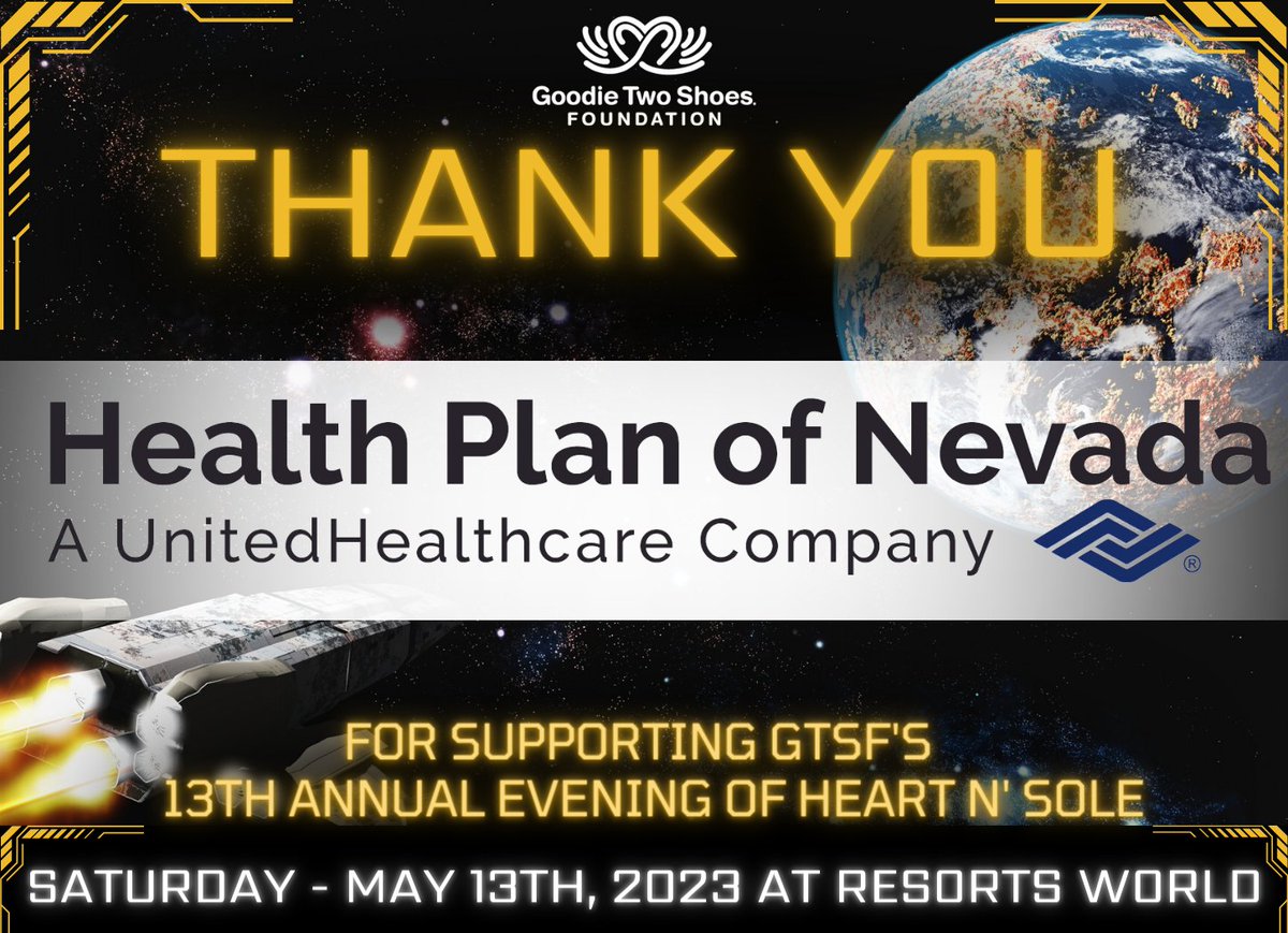 Health Plan of NV is making a difference by
joining us as a Gold Sponsor at our 13th Annual
#heartnsole2023 Cosmic Adventures Party! Their
support is #TakingOnHealthy by helping GTSF keep
kiddos on the move in new shoes! 👟🖖

#heartinaction #stepupwithGTSF #partywithapurpose