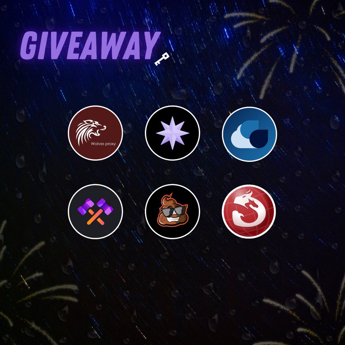 Giveaway time 1 Monthly key of @The_Shit_Bot 2 x 1 monthly @polarisaio 2 x 1 monthly @clearnotify 1 x 1 monthly @RainScripts 3 x 1 GB @hammerproxies 3 x 1 GB @WolvesProxy 3 x 2GB Dragon Knight @dragonproxies_ To enter ✨ - Follow everyone - Like & RT and @ your friends !