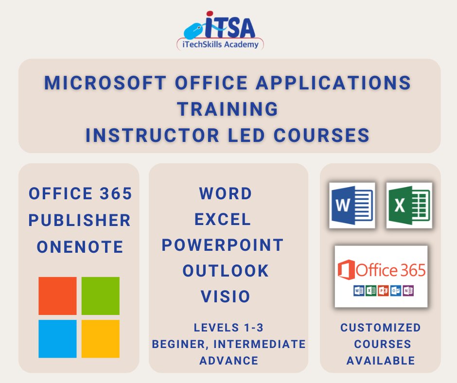 ItechSkills's tweet photo. For all your Microsoft Office Application Training
Individuals or Groups Training
Customize Course Materials
Certified Microsoft Office Instructor
Office365 #O365 , Office 2019, Office 2016
info@itechskills.ca
https://t.co/5x6J5y8LCd
#Microsoft #office365 #ofiice2019 #Office2016 https://t.co/HiUozR6R4d