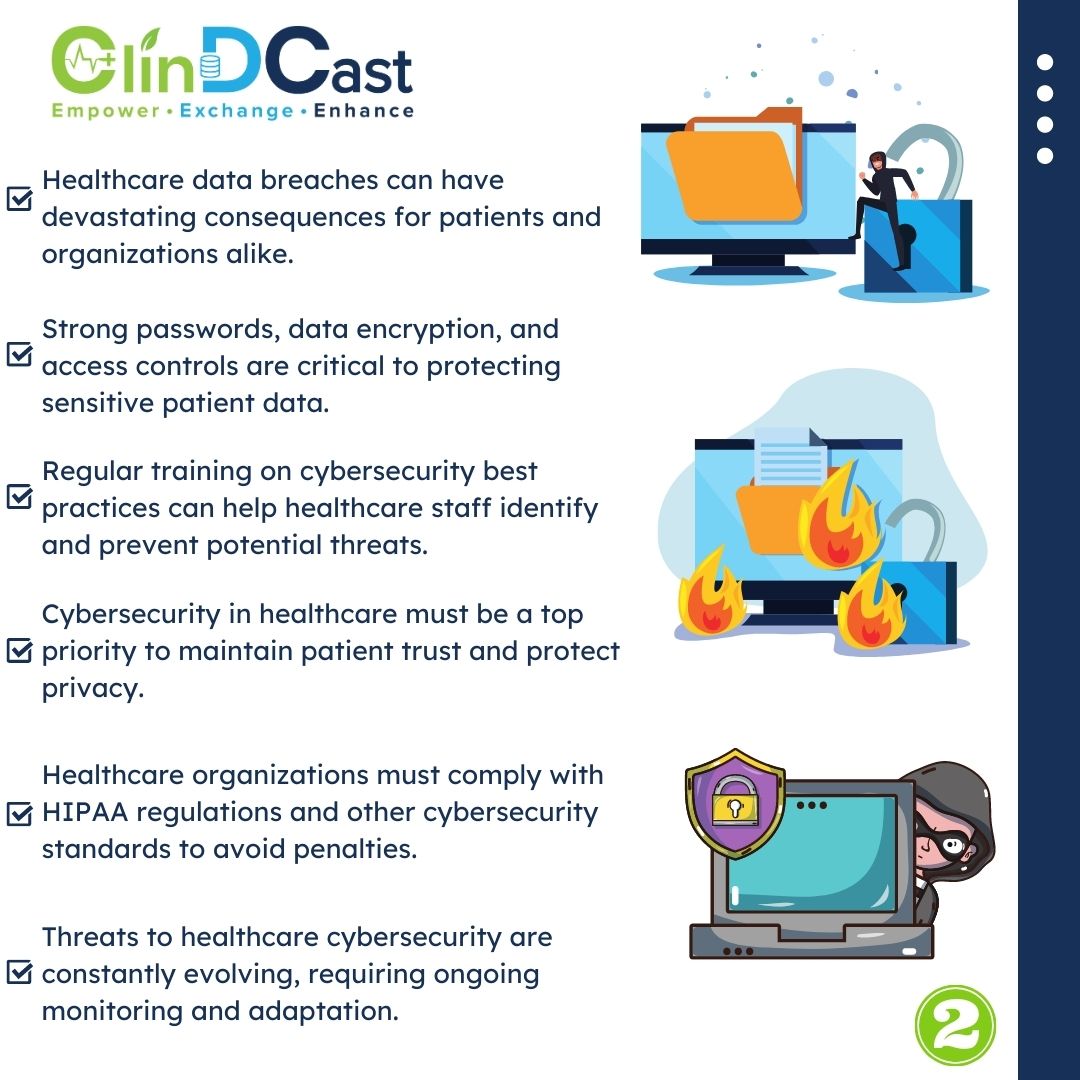 Patient data is extremely sensitive and valuable, making it a prime target for fraudsters, making cybersecurity essential in healthcare IT. 
#HealthcareIT #Cybersecurity #HIPAA #DataPrivacy
#HealthTech #HealthITSecurity #InfoSec #PatientPrivacy #MedicalData #CyberAware #clindcast