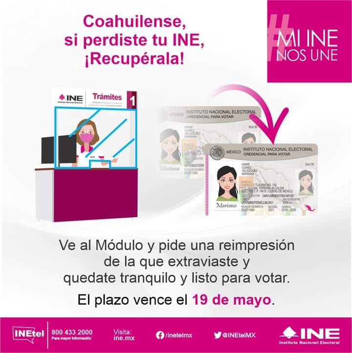 05JDE's tweet photo. ¿Te robaron o extraviaste tu #CredencialParaVotar? ¡No te preocupes!
Puedes solicitar una reimpresión en nuestros Módulos de Atención Ciudadana✍️ tienes hasta el 19 de mayo para realizar este tramite. https://t.co/X35JSW8xyz