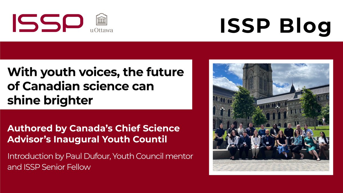 ISSP_uOttawa's tweet image. NEW BLOG!

“With #youth voices, the future of Canadian #science can shine brighter”

By the members of the 2020-2023 Youth Council of Canada’s Chief Science Advisor.

Read it now –
 uottawa.ca/research-innov…

@chiefscican @uOttawaResearch