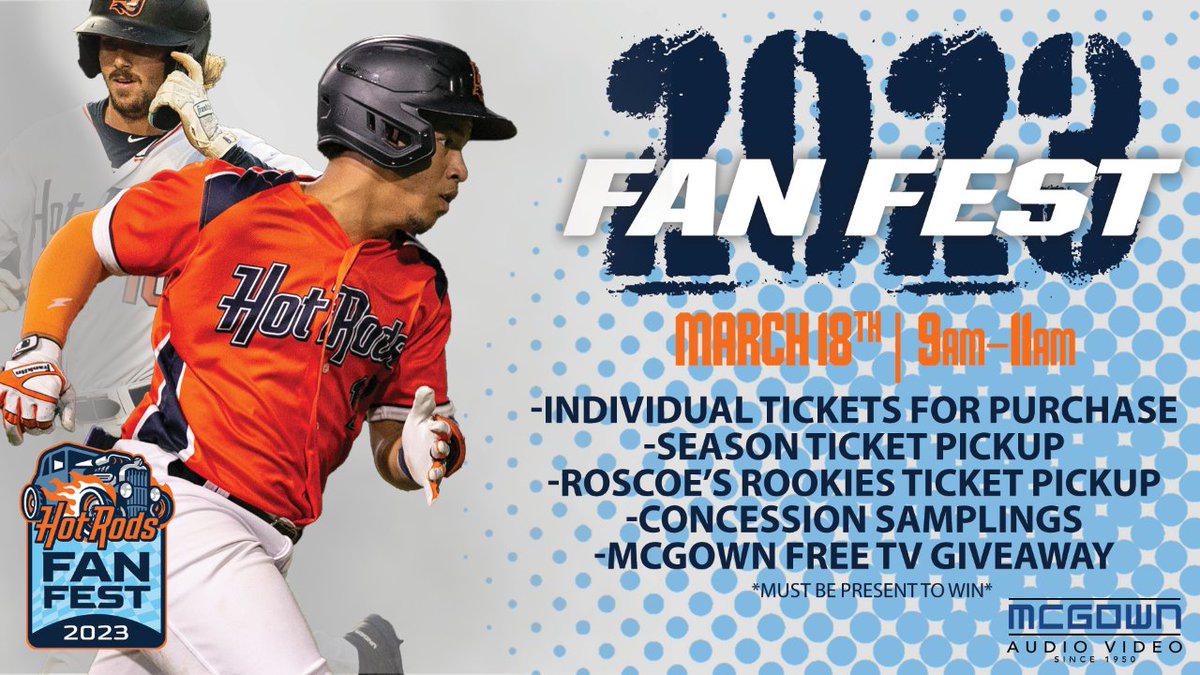 Head to BG Ballpark on Saturday, March 18th from 9am-11am for Fan Fest! ⚾  Pick up your tickets 🎟, sample concession items 🌭 and possibly win a *FREE TV courtesy of <a href="/McGownTV/">McGown Audio Video</a>! 📺 We can't wait to see you at the ballpark!

#RevItUp 

*Must be present to win.