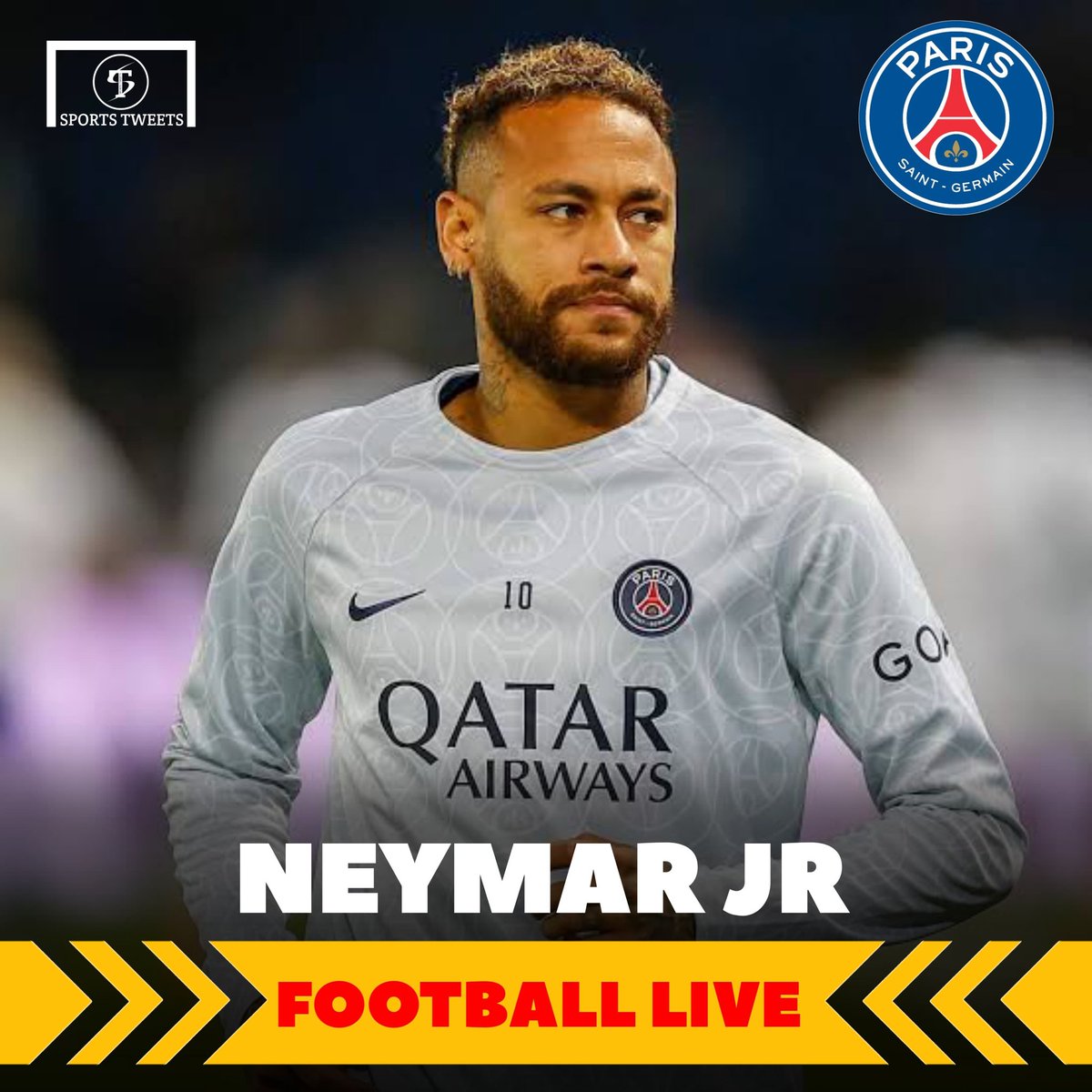 SportsTOfficial's tweet photo. 🚨 | 𝐁𝐑𝐄𝐀𝐊𝐈𝐍𝐆: Neymar will be out of training for 3-4 months which means his season is already over, PSG confirm. The Brazilian will undergo a surgery in the coming days at Doha. 🔵⚪🇧🇷 #PSG #Neymar #Brazil #Paris #football #Doha #France #sportstweets #viral https://t.co/LaIbhArYNF