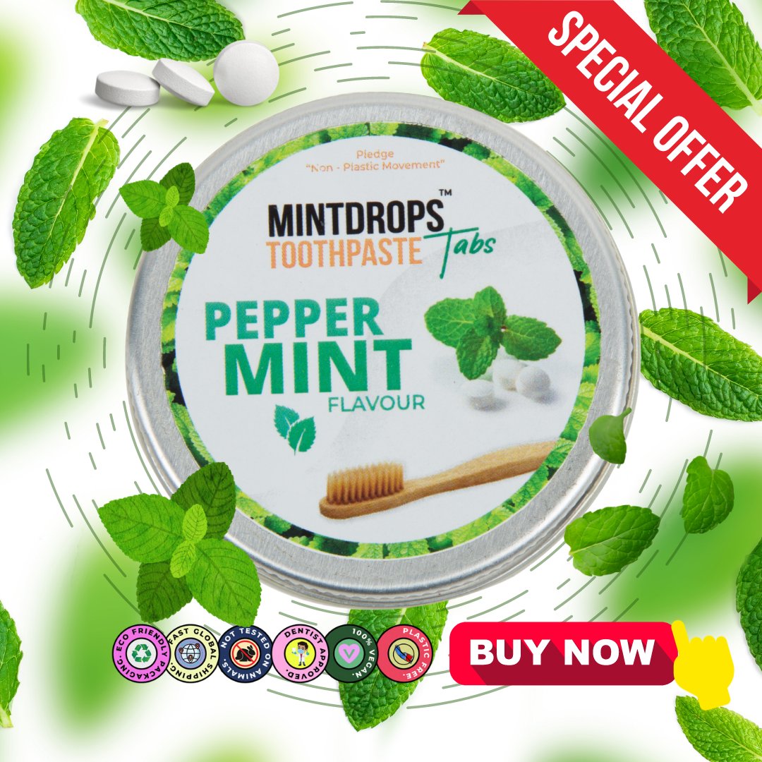 You can change the world. One #Mintdrops at a time! Click here amzn.to/3F2oSBH 

#toothpaste #toothpastetablets #oralcare #nationaldentistday #environmentaljustice #noplastics #savetheearth #savetheoceans #India #mintdropstoothpastetabs