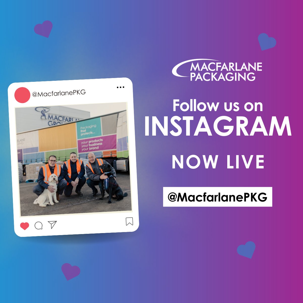 MacfarlanePKG's tweet photo. It's here! The Macfarlane Packaging Instagram account is now live - head over and follow us! 📷
Click here: https://t.co/JSKKZItFHc
#MPinstagram #packaging #macfarlaneFamily #MPTEAM https://t.co/TLyG29YsO0