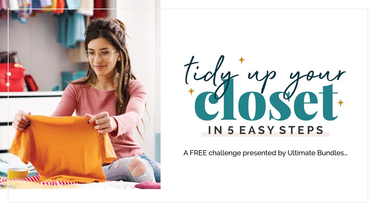 Learn how to Tidy Up Your Closet in 5 Easy Steps. Free challenge walks you through the process! Sign up: (affiliate)

ultimatebundles.com/got2023-sales-…