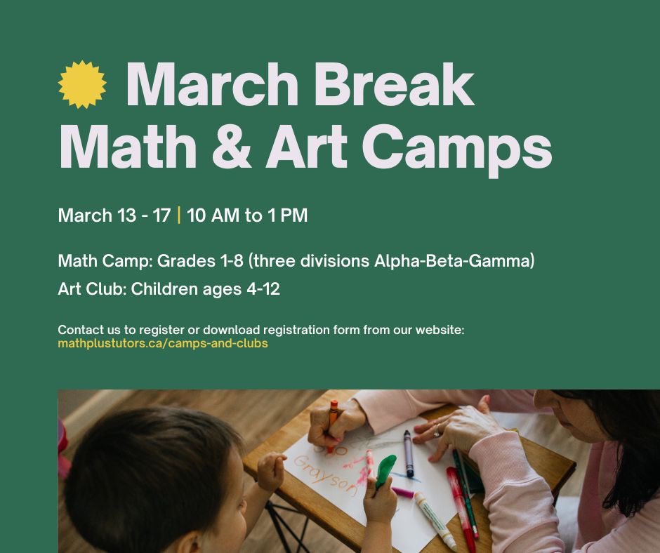MathPlusSarnia's tweet image. We&apos;re very excited to start our MATH CAMP and ART CLUB this March break. Visit our website to learn more mathplustutors.ca/camps-and-clubs 

 #tutoring #tutoringservices #tutors #marchbreak #mathplustutorslearingcentre #sarnia #sarniaon #brightsgrove #PetroliaOn #Corunna #Wyoming Sarnia ON