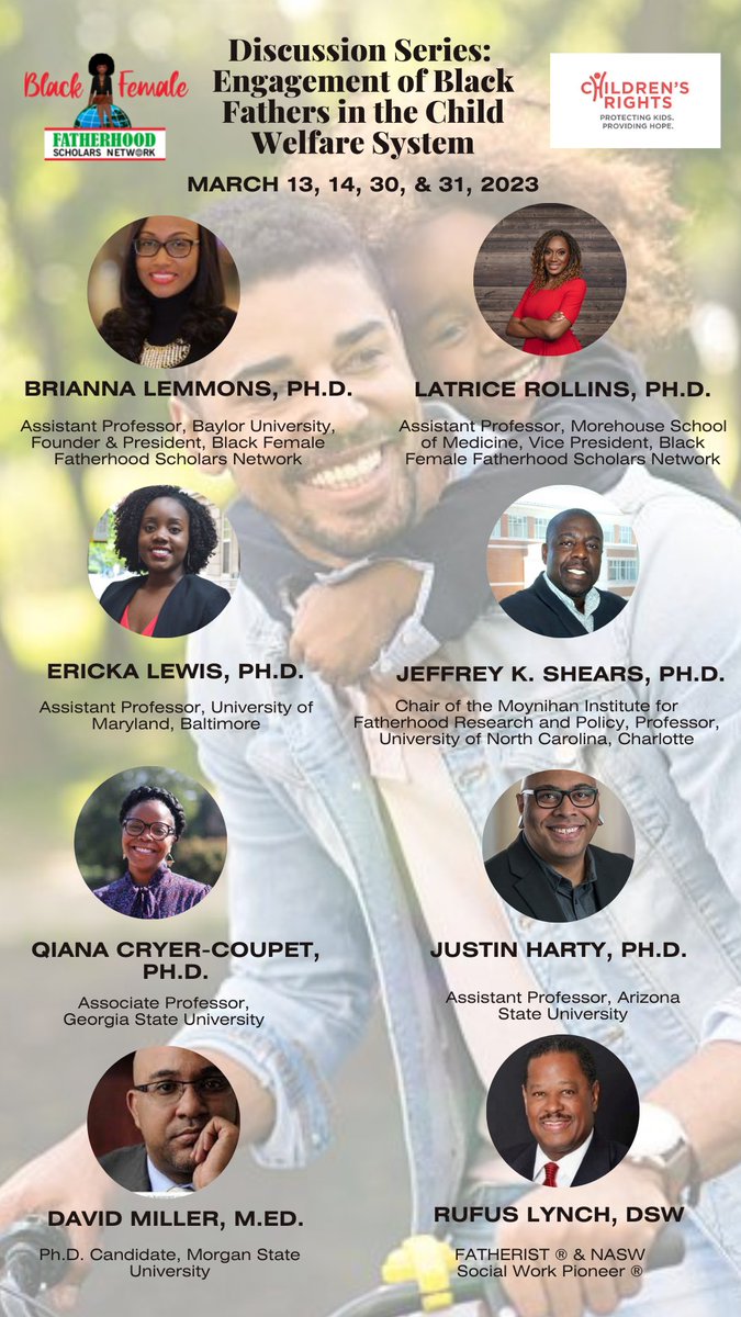 In honor of social work month, an all social work panel on Black fathers in child welfare! SO excited for this! #socialworkmonth #blackfathers #childwelfare #bffsn #childrensrights