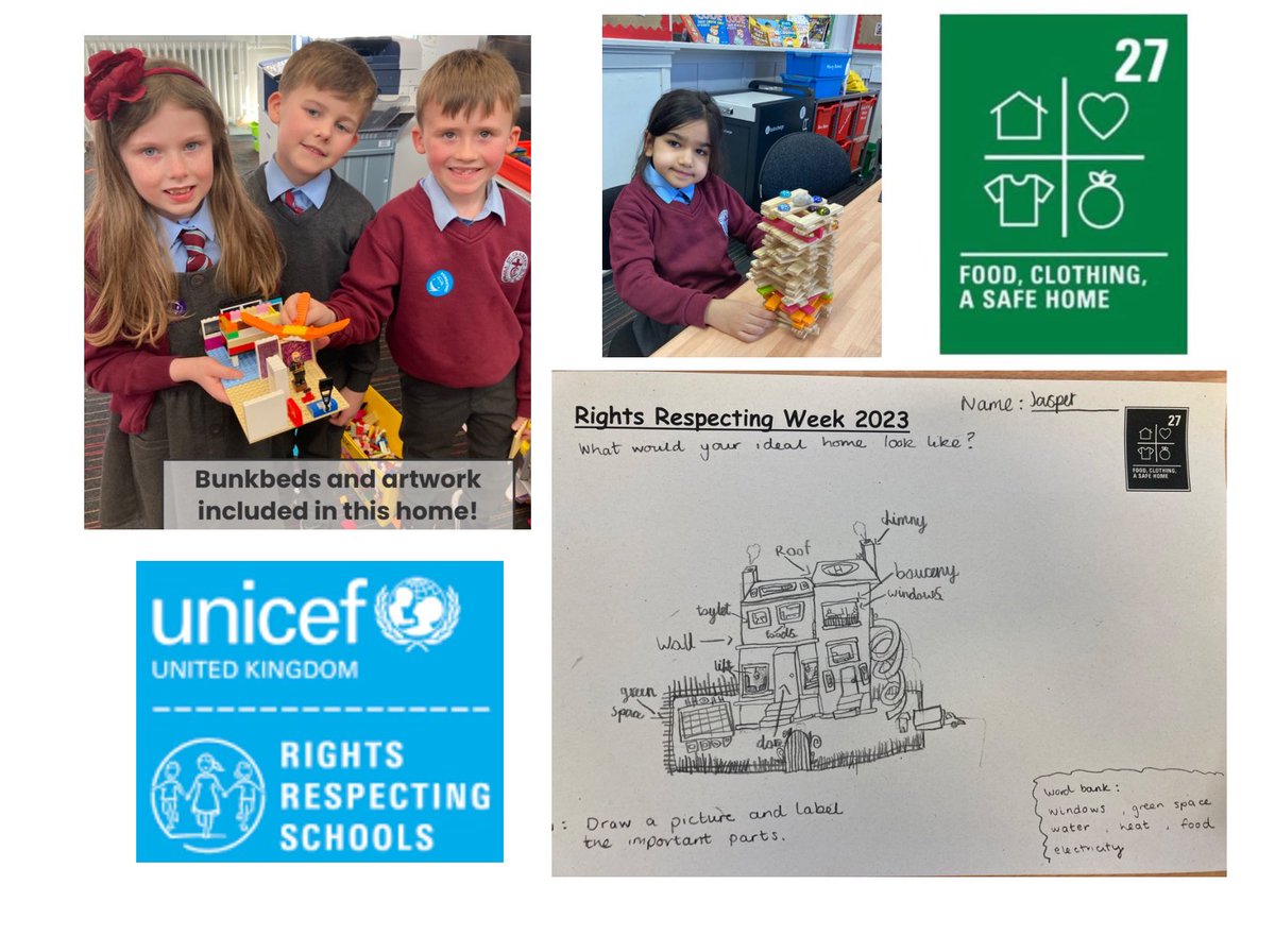 StCharlesGla's tweet photo. As it’s #RightsRespectingWeek, classes in the #STEMRoom will be considering the importance of #Article27 which deals food, clothing and a safe home. P3/2 identified the basic but important things homes need. They drew and created homes using construction materials. @STEMglasgow https://t.co/02hiKbDHaK