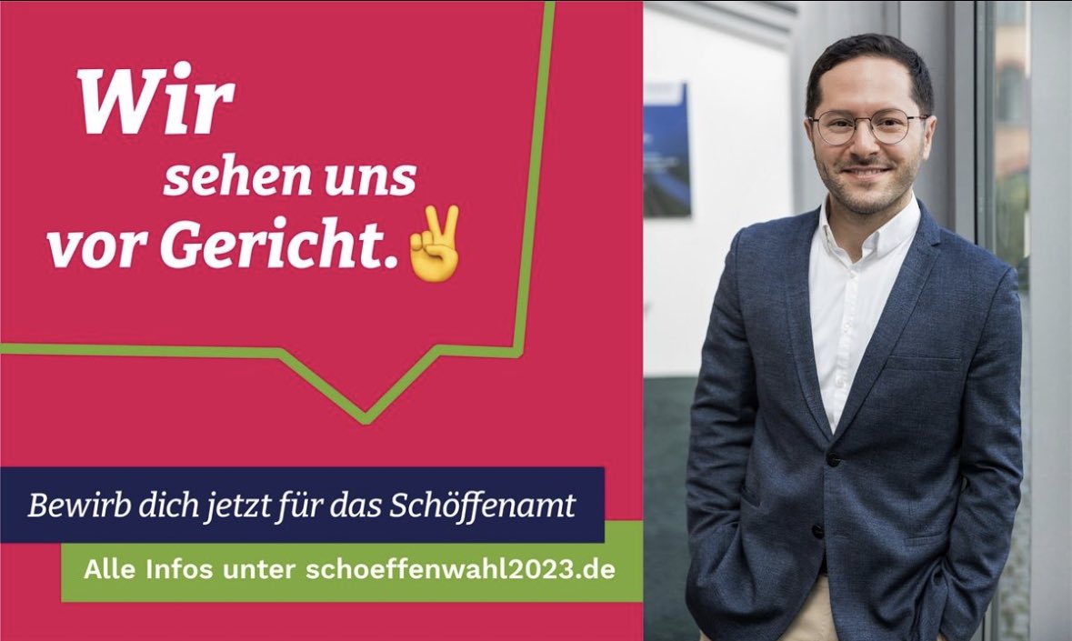 Vor 2-3 Jahren hatte <a href="/janboehm/">🚫⛔️jAaj Bä¶Ã¶l&&rma!nN 💩</a> bei @FestFlauschig zum Schöffe werden aufgerufen. Gesagt getan. Seit 2 Jahren bin ich einer und kann sagen: Super Sache! Aktuell sind bundesweit Wahlen (Deadline 31. März). Infos: schoeffenwahl2023.de. Macht das alle, denn es ist wichtig!