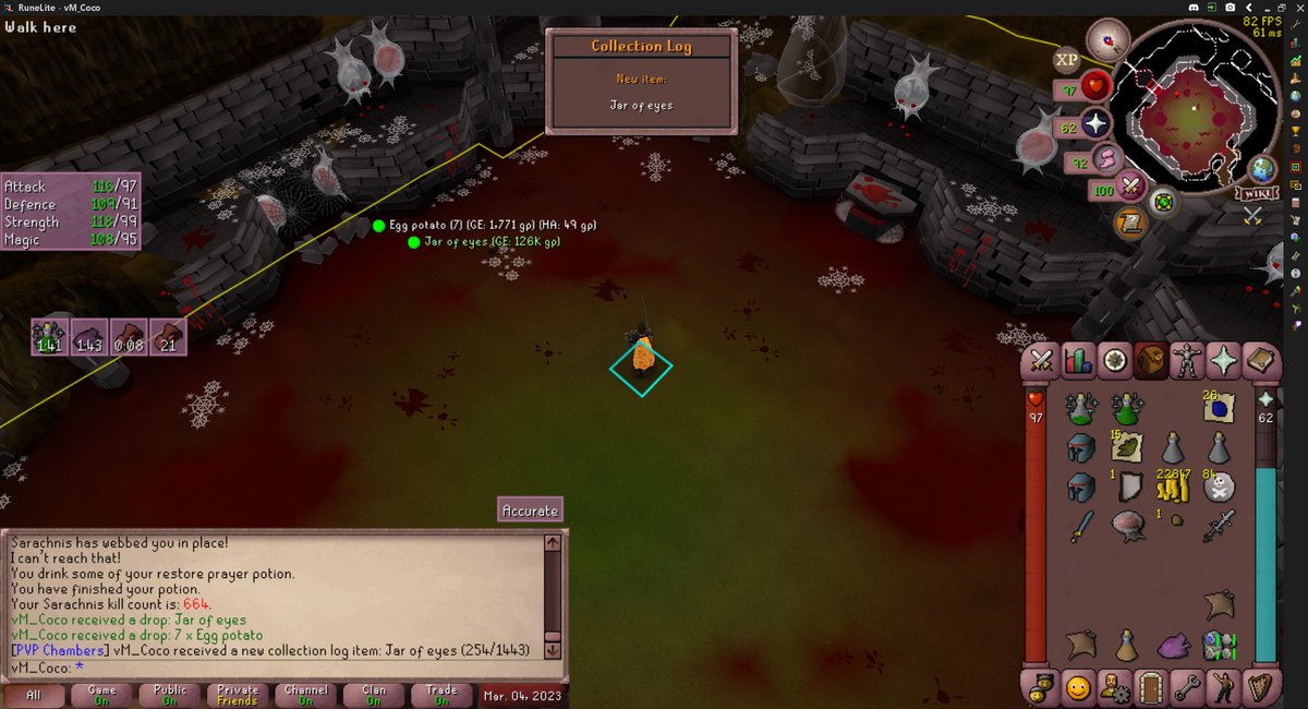 vMCoco9833's tweet image. Sarachnis Completed kc664 #osrs #collectionlog