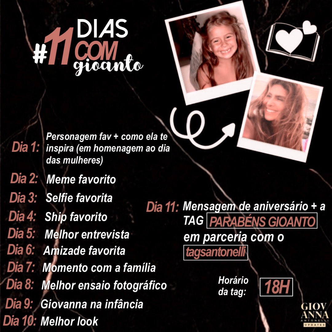 gioantoupdates's tweet photo. Já salva aí! Dia 08/03 iniciaremos a contagem regressiva para o aniversário da nossa querida Giovanna Antonelli e para isso faremos o #11DiasComGioAnto. E no dia 18 subiremos uma tag em parceria com o @tagsantonelli.

⤵️ mais informações: https://t.co/i5NamvqBP3
