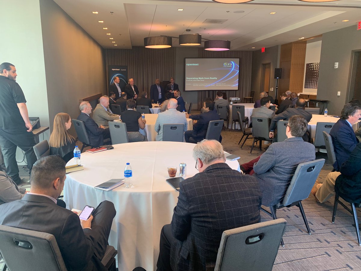 CheckRajul's tweet image. Full-house at #OpenText Government Summit session to learn the latest public sector innovations in artificial intelligence and machine learning. It was awesome to peek into the future and what will happen next in public sector. #digitalgov #DoD #FedIT opentext.com/solutions/indu…